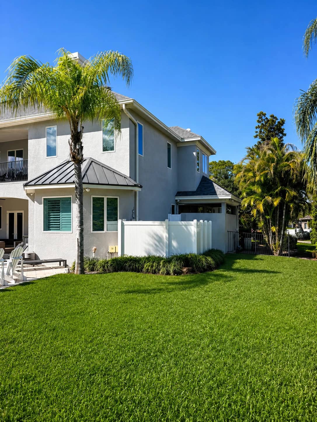 After photo of palm removal work showing the cleared yard area.